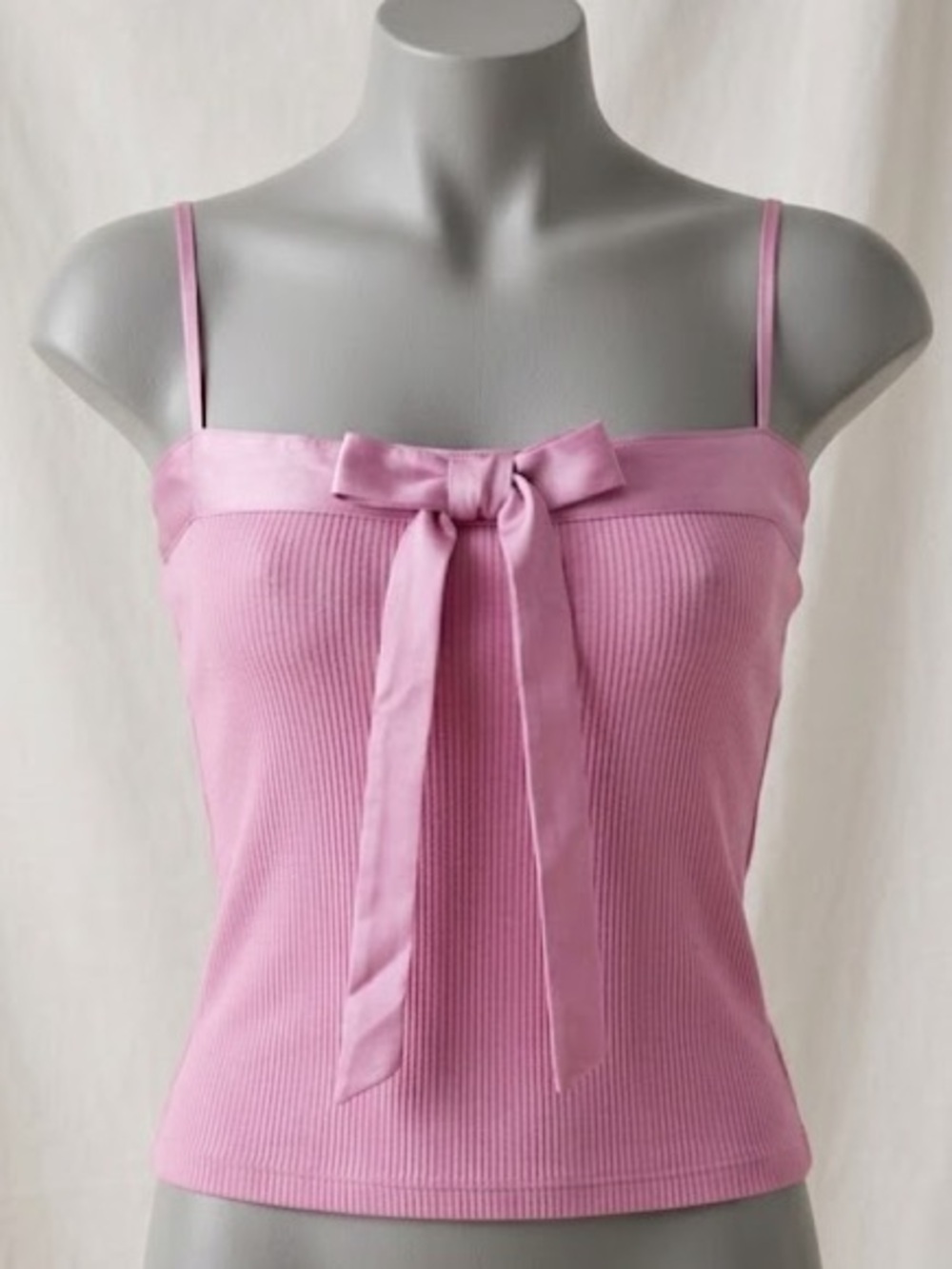 Urban Outfitters Pink Satin-Trim Ribbed Cami